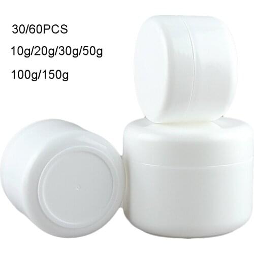 30/60Pcs White Empty Makeup Jar Pot Travel Face Cream Lotion Cosmetic Container Plastic Refillable Sample Bottles Storage Boxes
