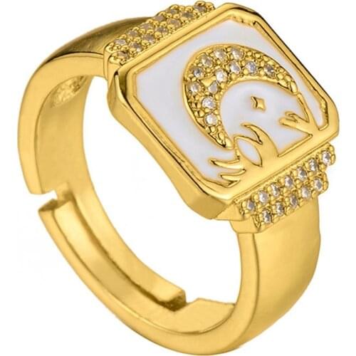 Watches Shape Gold Ring Star Moon Rings For Women Men Jewelry Hip Hop Adjustable Bague Homme Christmas Gift