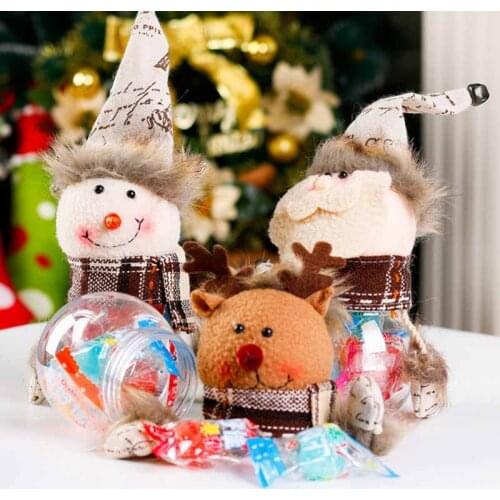 Christmas Candy Jar For Kids Desktop Home Party Christmas Gift Bag Santa Claus /Snowman/Elk Christmas Tree Ornaments