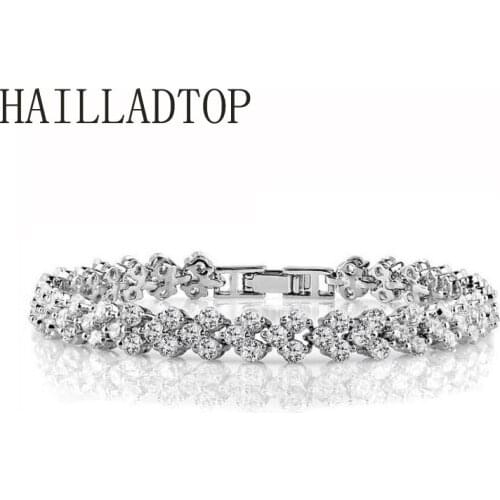 Silver Crystal Heart-shaped Bracelet High Quality Rhinestone Ladies New Fashion Vintage Jewelry Teacher Gift Wedding Bracelet