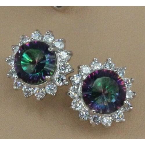 SHUNXUNZE Engagement Wedding Stud earrings Jewelry & Accessories For Women Recommend Rainbow Cubic Zirconia Rhodium Plated R733