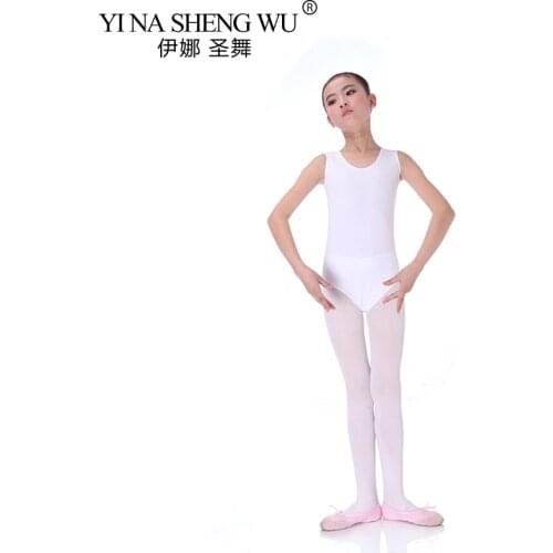 Summer New Girls Sleeveless Ballet Gymnastics Leotard One-Piece Child Kid Ballet Dance Wear Solid Color Ballet Suit Yoga Clothes