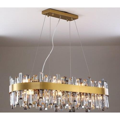 New modern crystal chandelier for dining room home decor led cristal lamps oval design kitchen island hanging lighting fixtures