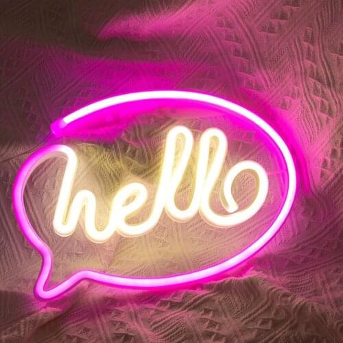 Led Lights Hello Shape Holiday Party Decoration Bedroom Night Neon Lights Indoor and Outdoor J2Y