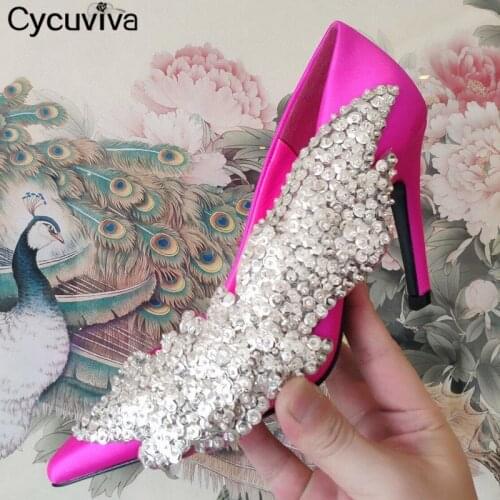 Luxury Crystal Ladies Shoes High Heel Women Pumps Rose Red Stain Stilettos Summer Wedding Shoes Women Gladiator Sandals