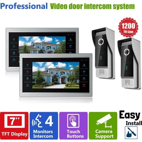 Homefong 7" TFT LCD Video Door Bell Phone Hands free Intercom Doorphone Monitor 2V2 Outdoor Night Infrared Camera with Doorbell