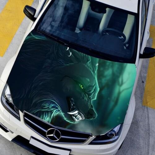 HD Printed Waterproof Car Hood Stickers anime Style Wolf King Decals Vehicle Sports Rally Racing Vynil Sticker On Car Accessorie
