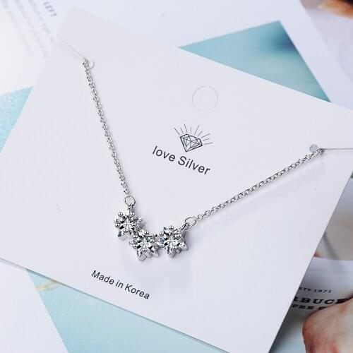 YH-ZL 925 Sterling Silver Crystal Zircon Star Heart Circle Square Pendant Necklace For Women Match 43cm Chain