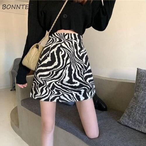 A-line Skirts Women Sexy Lady Zebra Printed High Waist Streetwear Fashion Mini Slim Casual Harajuku Korean Style Female Hot Sale