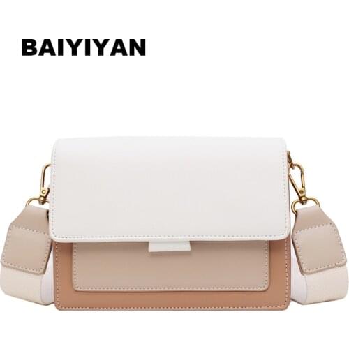 Fashion Womens PU Leather Panelled Crossbody Bag Ladies Chain Shoulder Bag Pactchwork Handbag