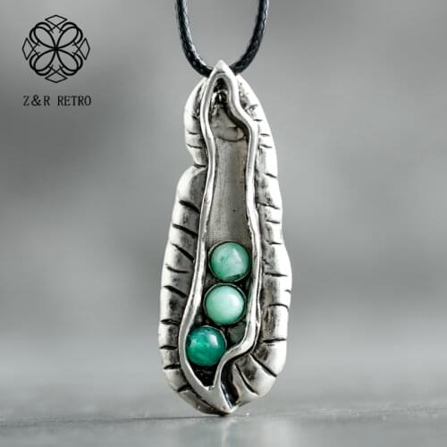 Vintage Plant Jewelry Bean Pendant Long Black Necklace Chain for Women Rope Chokers Accessories Costume Jewelry Accessory Woman