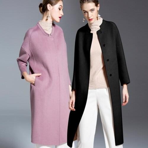 Womens winter overcoats black purple Double-sided wool cashmere outwear 2019 autumn plus size ladies fashion long free ship