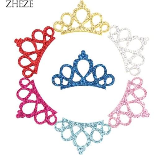 6Pcs/Lot 2021 NEW Fashion 45mm Glitter Felt Crown For Children And Kids DIY Headband Hair Bow Girls Boutique Hair Accessories