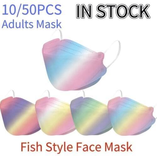 10pcs Mascarillas Adult Tie Dye Face Mask Fish Face Mask Disposable Breathable Mask For Face Masque Masque Halloween Cosplay