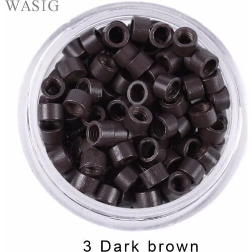 1000pcs 4.0*2.7*2.7mm Hair Extension tools Micro Rings Beads Links with Screws # Dark Brown