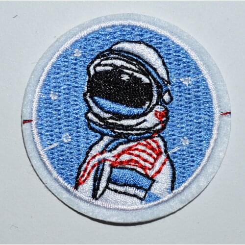 Blue Sky Star Astronaut cosmonaut spaceman retro embroidered iron on patch (Size is about 5 cm)
