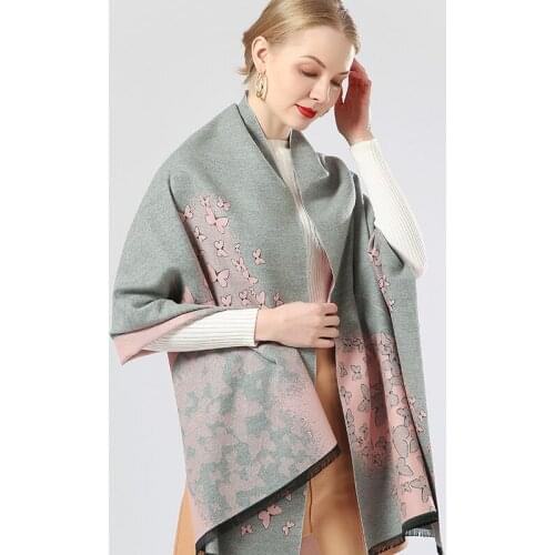 2020 Spring and autumn brand design ladies cashmere scarf soft double-sided jacquard print butterfly handkerchief scarf