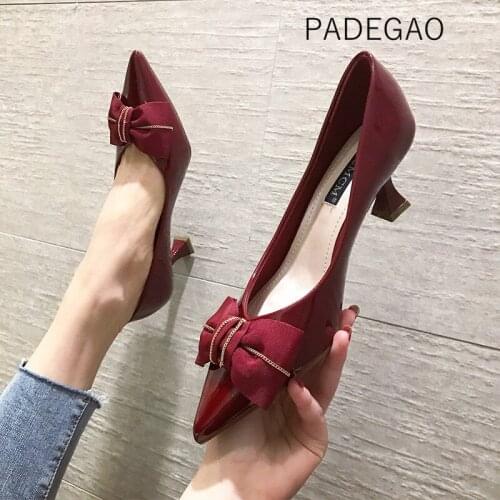 2020 Spring Shoes Khaki Fashion Butterfly-kont Concise High-heeled Sweet Fair Lady Shoes