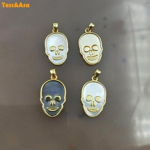3pcskull Natural Shell For Woman Jewelry Especial Petite White Shell Pendants Charm Shell Gold Bezel Pendant Accessories Jewelry