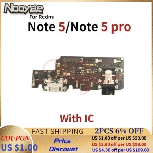 For Xiaomi Redmi Note 5 Note5 Pro USB Charging Charger Port Dock Plug Microphone MIC Flex Cable Audio Jack Board 5pcs/lot