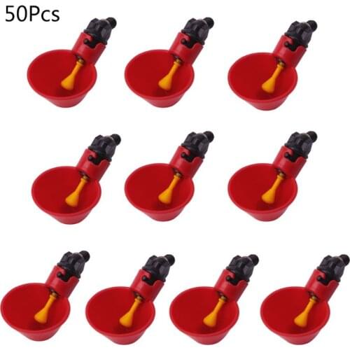 50pcs Poultry Automatic Water Drinking Cup Bird Hen Chicken Drinker Coop Feeder Bowl Tools