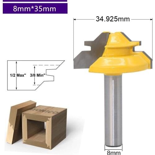 8mm*35mm-1PC,45 degrees CNC solid Carbide Milling Cutter,woodworking router bit,Floor knife,mortise end mill,cabinet wood tool
