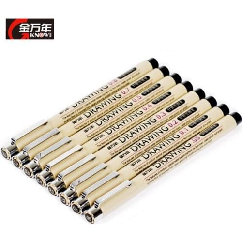 Aibelle 8 Pcs Pigma Micron Sketch Marker Pen Black Pigment Liner Needle Drawing Pen for Drawing Sketching Writing Hook Art Pen