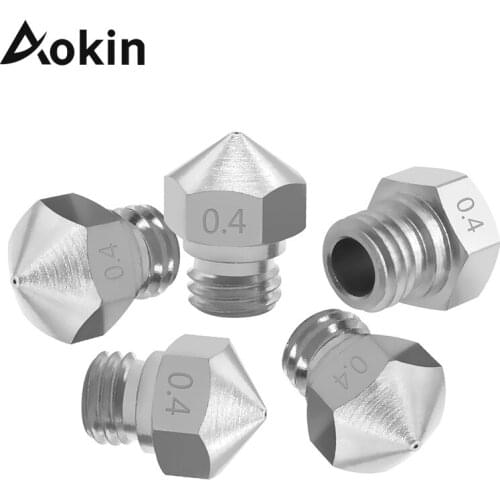 Aokin 5pcs 3D Printer MK10 Extruder 0.2 0.3 0.4 0.5mm 0.6mm 0.8mm 1.0mm M7 Threaded mk10 Stainless Steel Nozzle 1.75mm Filament