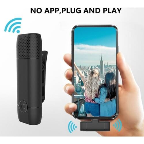 Wireless Lavalier Microphone Portable Audio Video Recording Mini Collar Clip Mic To Phone Facebook Youtube Live Broadcast Gaming