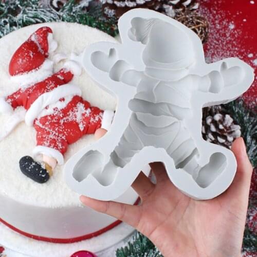Large Christmas Santa Cookie Mould Silicone Mold Fondant Cake Decorating Tool Gumpaste Sugarcraft Chocolate Forms Bakeware Tools