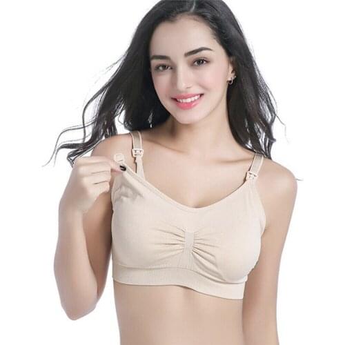 Pregnant Women Wire Free Bras Underwear Maternity Breastfeeding Nursing Bras Solid Skin Color Black Gray