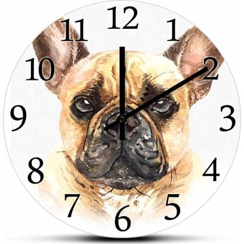 French Bulldog Silent Non Ticking Clock For Living Room Frenchie Artwork Puppy Dog Pet Owners Home Decor Timepieces Wall Watch