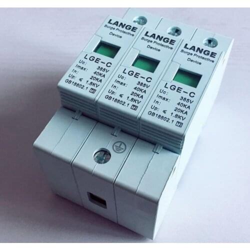 Din Rail Lightning protector 3P 385V Surge Arrester House Surge Protector Arrester 10-20KA 20-40KA 30-60KA 40-80KA