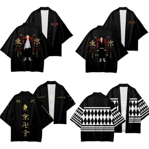 Anime Tokyo Avengers Cosplay T-shirt Cloak of Draken Manji Gang for Summer Haori Kimono Tee Men Short-sleeve