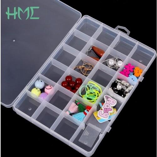 Hot 19*13*2.1cm 24 Cells Transparent Storage Boxes 2 Splittable DIY Organizer Box Eco-Friendly Storage Boxes For Jewel Keeping