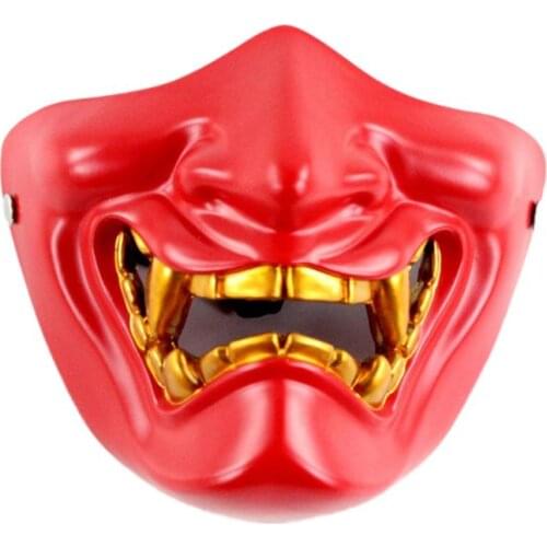 Halloween Japanese Anime Ghost Half Face Mask Evil Demon Kabuki Cosplay Costume