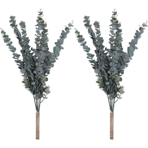 Simulation Leaves Artificial Greenery Stems Faux Eucalyptus Flowers Hotels Silk Party Wedding Floral Arrangement Artifical Plant