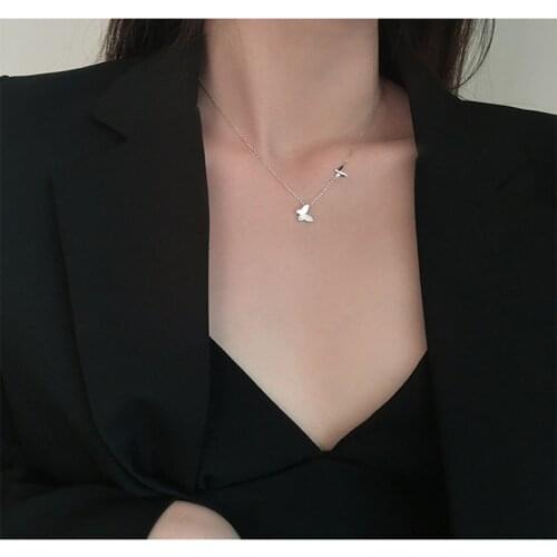 Delicate Jewelry Butterfly Pendant Necklace Sweet Korean Temperament Popular Design Chain Necklace For Celebration Gifts