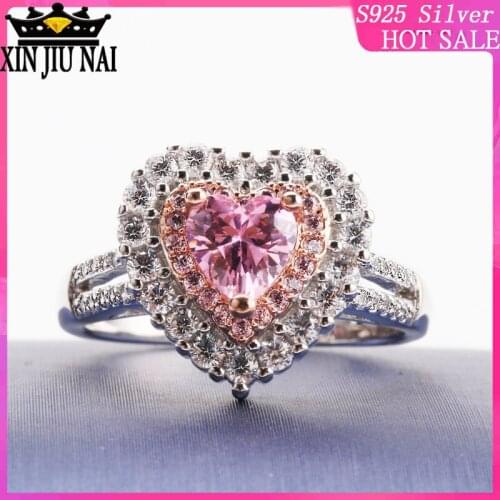 925 sterling silver Light luxury popular pink diamond ring female personality zircon index finger Romantic Princess Gift jewelry