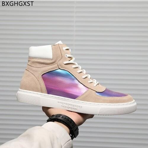 Black Sport Shoes for Man 2021 Fashion High Top Sneakers Men Leather Casual Shoes Men Running Shoes Man Chaussure Homme Zapatos