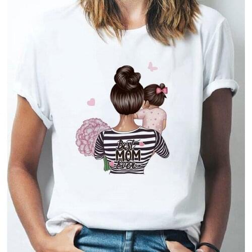 Summer T-shirts Women Striped Girl Cute Mom Mother Mama Ladies Fashion Clothes Graphic Tshirt Top Lady Print Female Tee T-Shirt