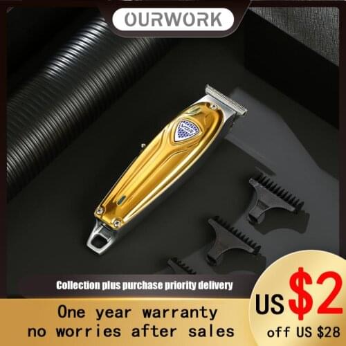 All-Metal Hair Clipper Professional Stylist Big Back Engraving Shaving Charging Display Noise Reduction Design