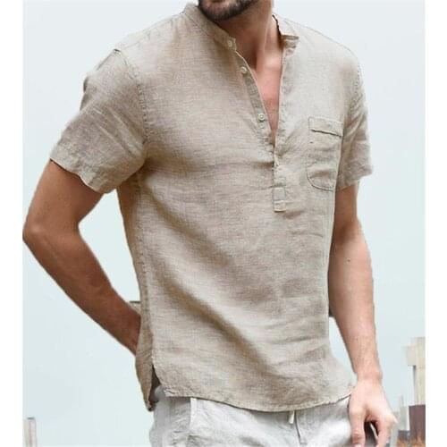 Fashion Summer Mens Casual Shirts Short Sleeve V Neck Basic Blouse Loose Thin Tops Men Plus Size S-5XL