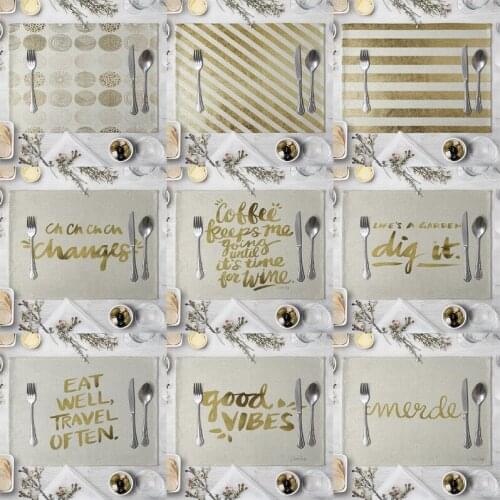 Fashion Print Rectangle Cotton Linen Western Style Table Pad Cut Mats Placemat for Dinner Kitchen Table 40x30cm