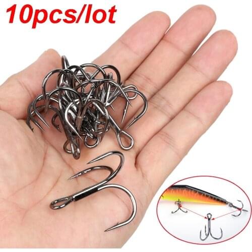 10pcs/lot Super Sharp Treble Fishing Hooks Set High Quality Barbed Fishhooks Carp Triple Hooks Sea Tackle Accessories