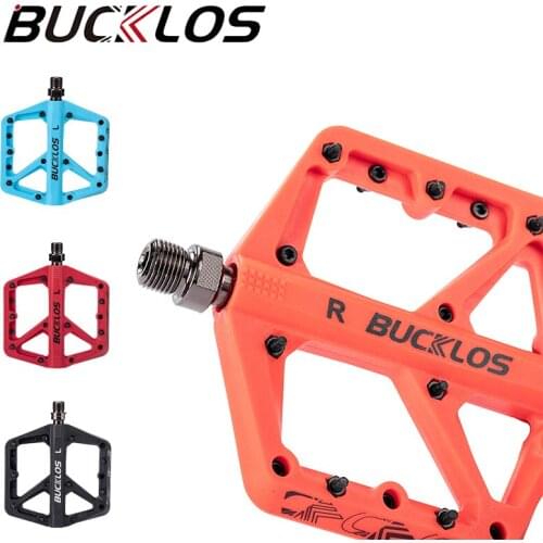 BUCKLOS Anti-slip Bike Pedal 9/16" DU Bearings Mountain Bike Pedal Lightweight Nylon Mtb Folding Road Bicycle Pedals Bmx Part