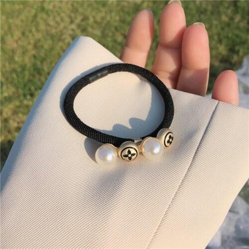 2 Pcs/lot New Girls Hair Bands Teenager and Women Letter Pearl Scrunchies Horsetail Rubber Band Kids Elastic Hair Accessories