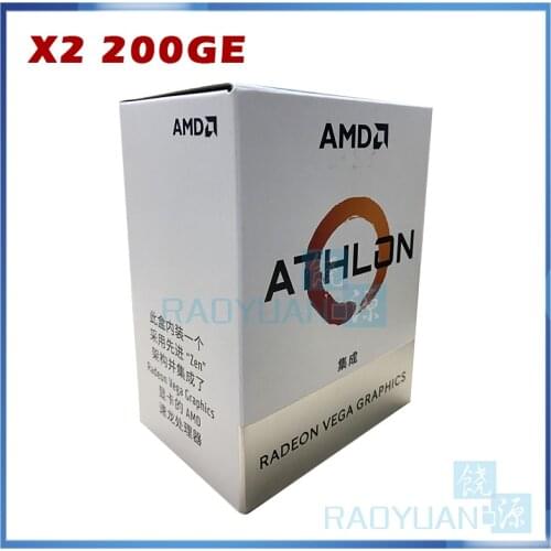 New AMD Athlon 200GE X2 200GE 3.2 GHz Dual-Core Quad-Thread CPU Processor YD200GC6M2OFB Socket AM4 With Cooler Cooling Fan