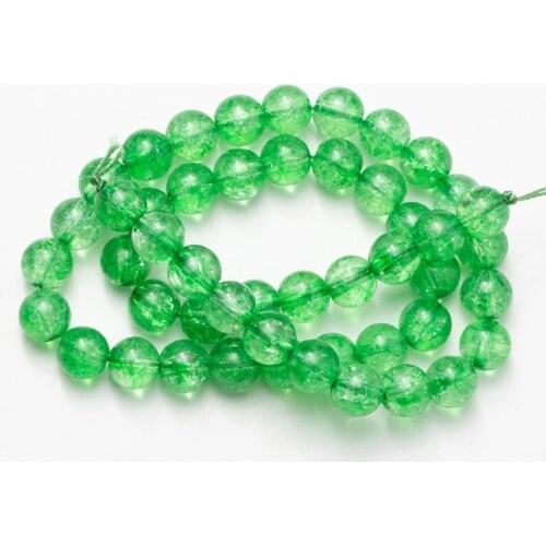 Wholesale Green Cracked Glass Beads Charm Bracele Round Loose Beads 6mm 8mm 10mm Needlework DIY Necklace Bracelet Earrings