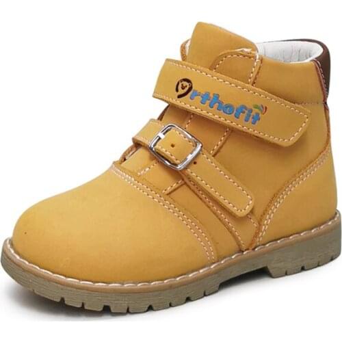 Ortoluckland Genuine leather boys shoes orthopedic flatfeet shoes for kids girls flats footwear sneakers childrens casual shoes